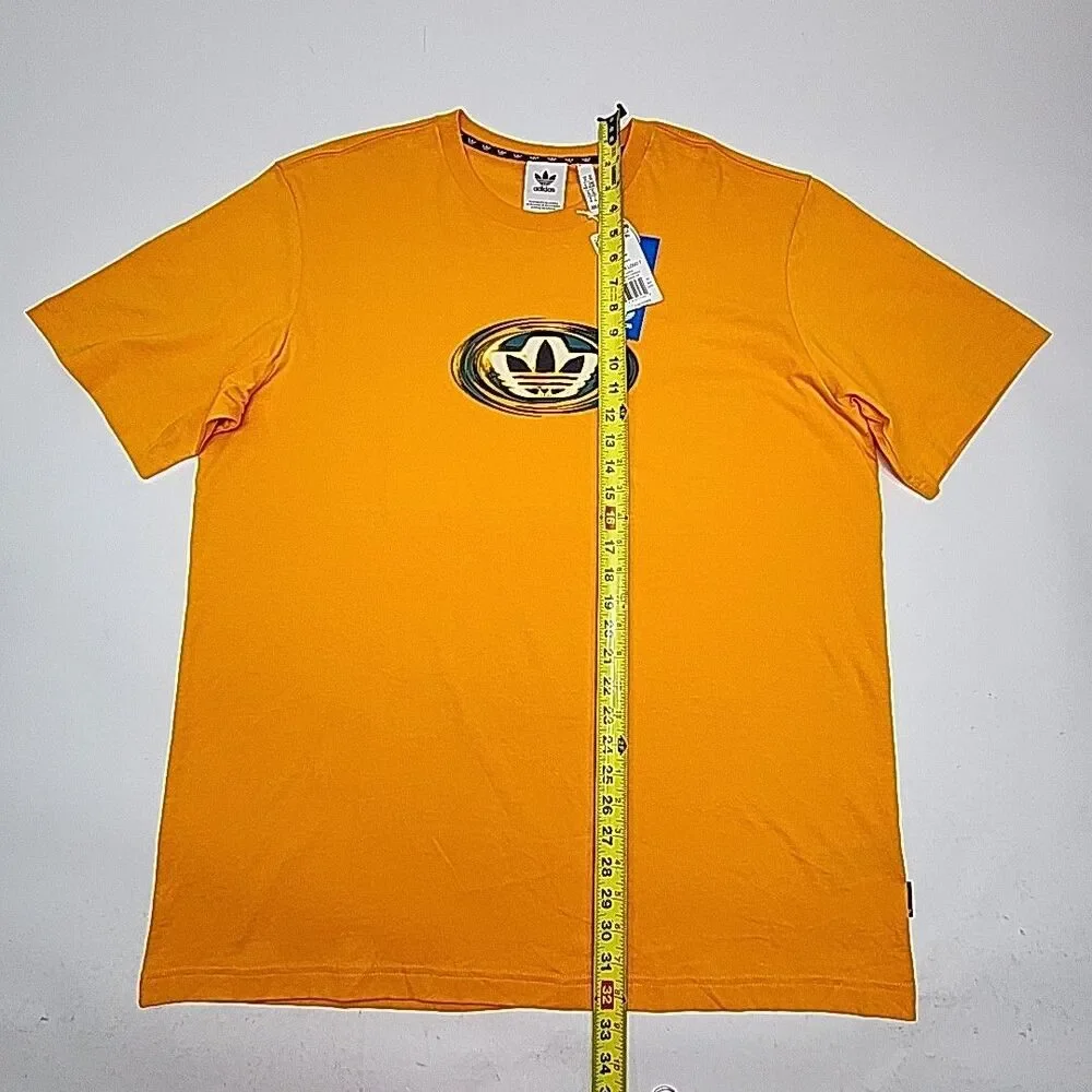 Adidas T-Shirt 90s GFX Logo Graphic Tee Orange Men Sz XL Cotton Short Sleeve NEW